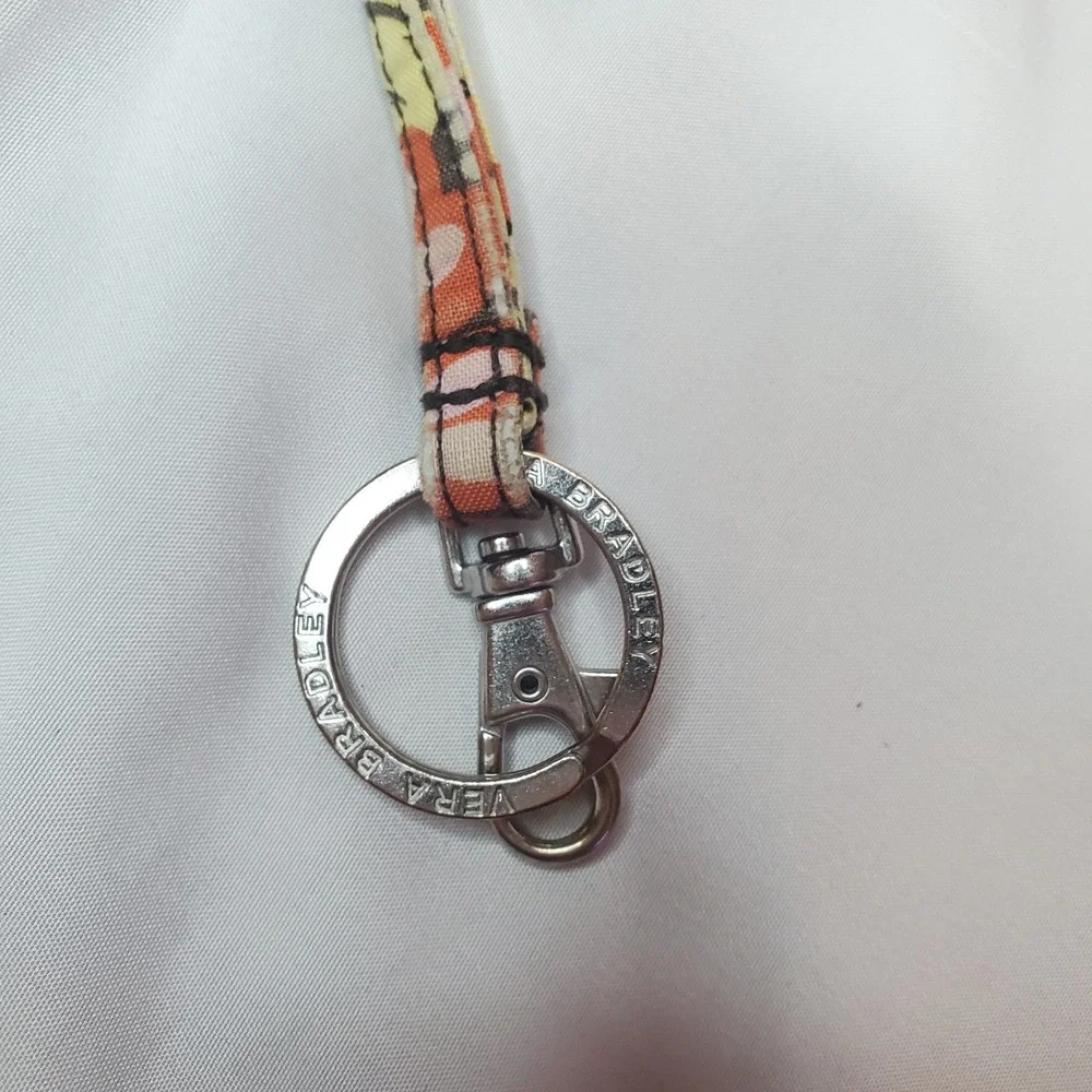 VERA BRADLEY MULTI COLOR BROWN, ORANGE, Green COTTON LANYARD & KEY FOB, EC - Picture 4 of 5